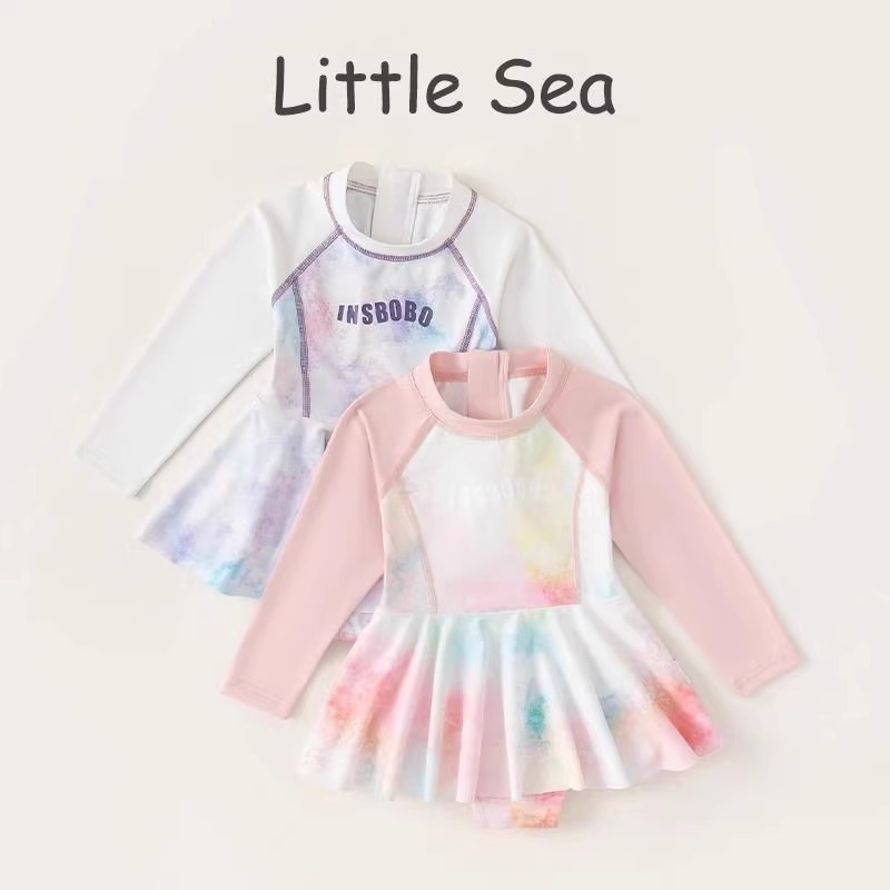 어린이 수영복 새 여아 캐주얼 수영복 중소 어린이 인쇄 원피스 수영복 염료 여자 수영복