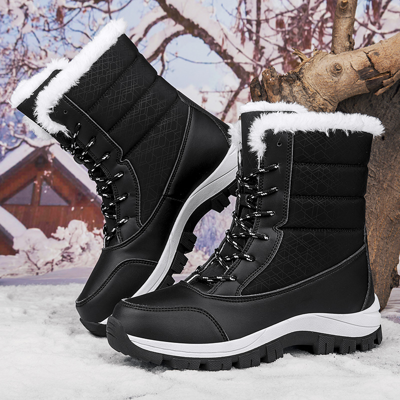 Botas de algodón de invierno para mujeres al aire libre más vello grueso calentamiento botas de nieve de comercio exterior zapatos de mujer de tamaño grande image 5