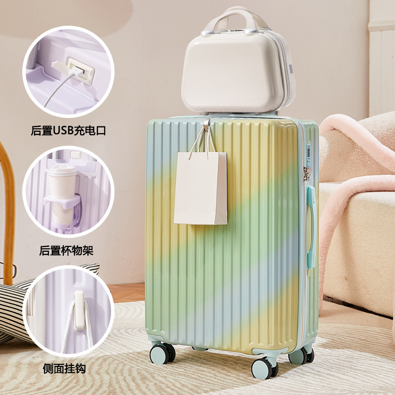 [Fábrica de selección estricta] Gradiente maleta para mujeres de alto valor de 24 cajas de tracción de viaje de 20 pulgadas caja de contraseña de embarque