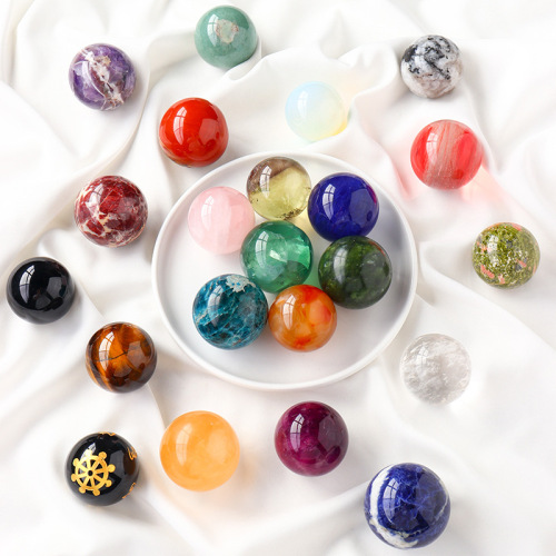 Wholesale 4cm natural white crystal ball citrine ball raw stone polished seven-star array home office Feng Shui ball ornaments