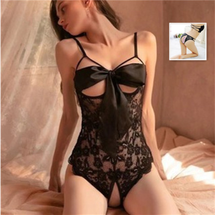 Lencería sexy gratis de arco sexy divertido pequeño pecho apretado coqueta pasión tentación de extremo abierto Mono para las mujeres más el tamaño