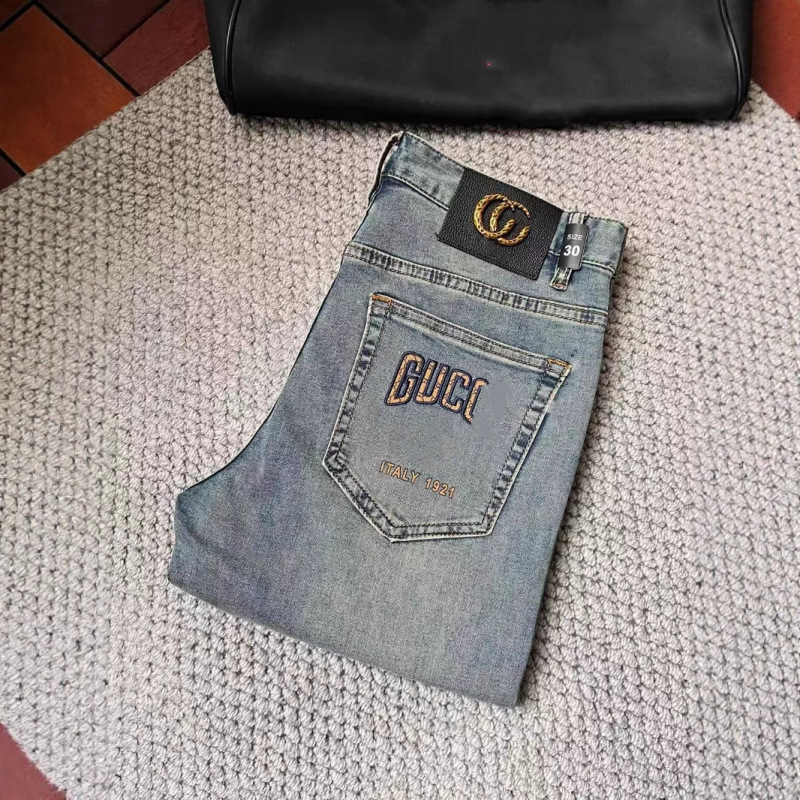Wholesale In-Stock Gucci Jeans, g Brand Pure Cotton High-Quality Factory Direct Goods, Double g Pants, Gucci Classic Style