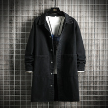 胖子中长款牛仔风衣加厚加绒外套男秋冬加肥加大棉衣大衣2025新款