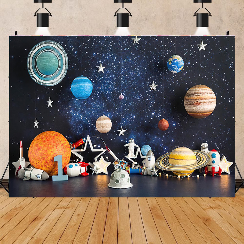 Cross-Border Foreign Trade Birthday Background Space Astronaut Theme Kindergarten Balloon Party Decoration Photography Photo Background