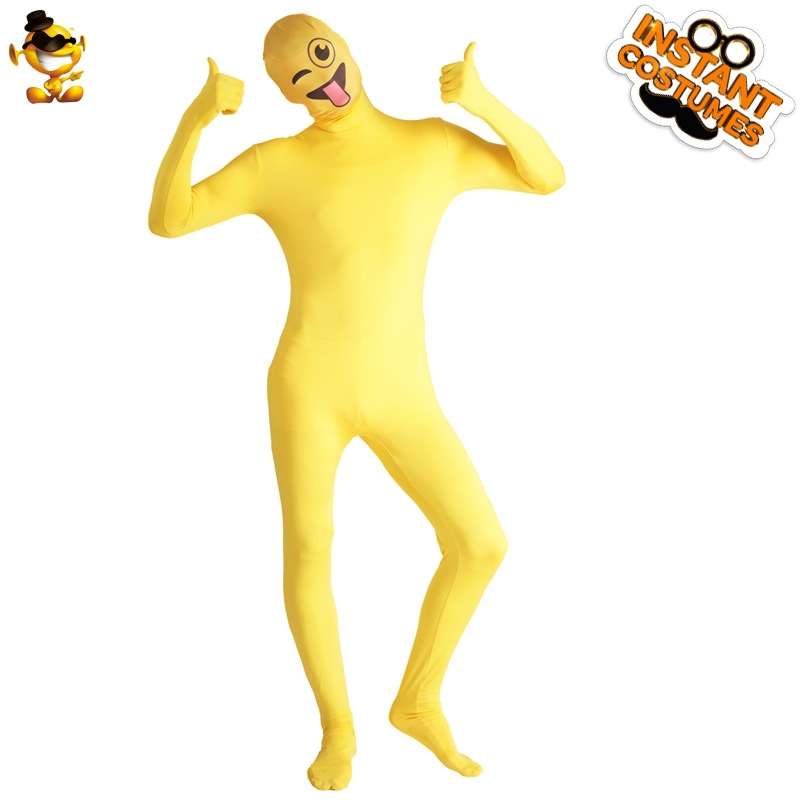 Adultos de Halloween divertido amarillo expresión invisible mono traje divertido de los hombres y las mujeres del partido traje