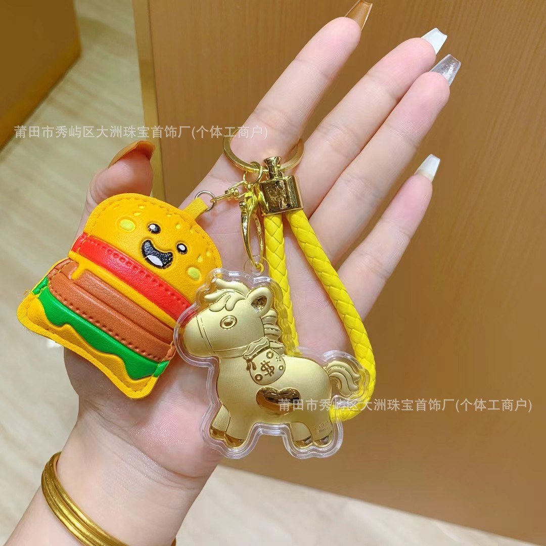 Año del Caballo de oro llavero de automóvil pequeño colgante 999 dinero de inmediato bolso llavero personalizado pequeño regalo