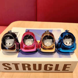 创意金属小熊书包小夜灯钥匙扣挂件氛围灯钥匙链挂饰抓机礼品批发