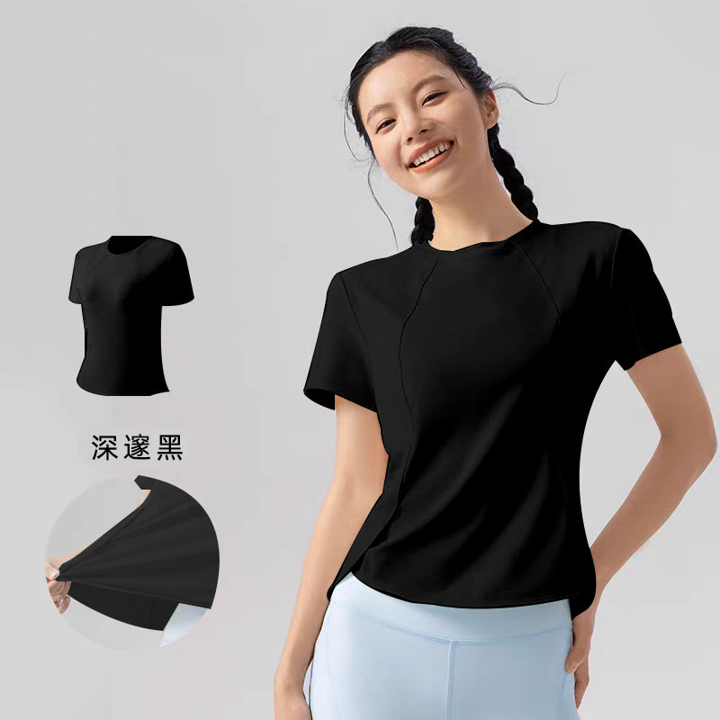 ランニングジムスリム速乾服半袖朝ランニングカジュアルスポーツウェアセクシーなウエスト痩身ヨガ服女性夏|undefined