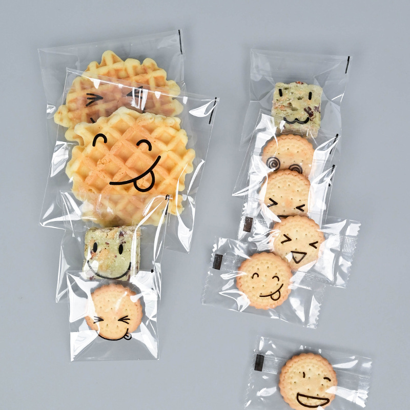多尺寸表情包零食包装袋九合一透明简约雪花酥机封袋曲奇饼自粘袋