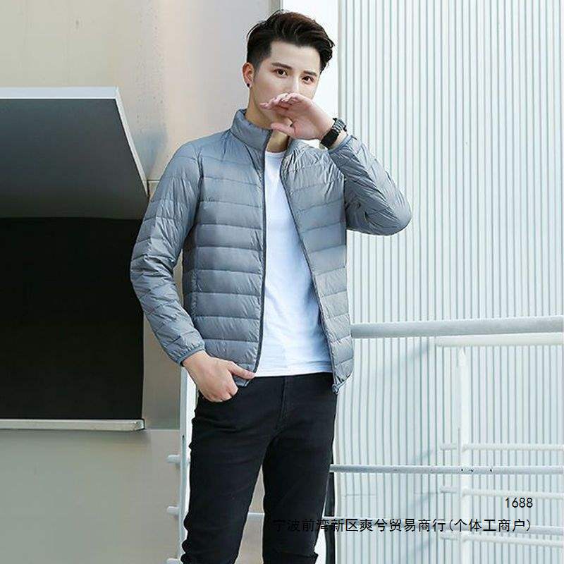 Men's Outdoor Down Jacket with Stand Collar and Hood, Lightweight, New Winter Model, National Standard Down, Men's Youth Wear, Off-Season Sale Men's Outdoor Down Jacket with Stand Collar and Hood, Lightweight, New Winter Model, National Standard Down, Men's Youth Wear, Off-Season Sale