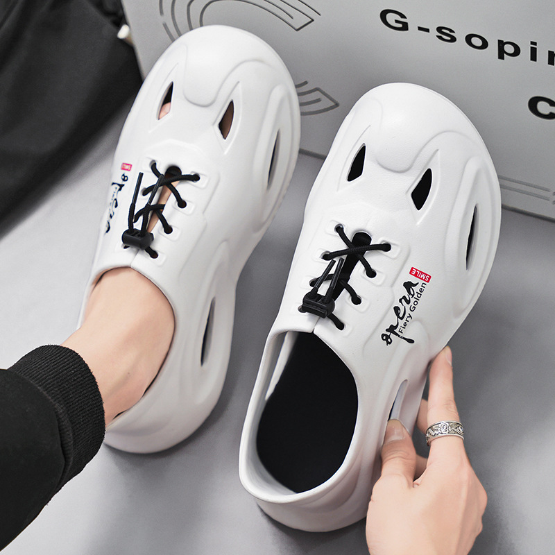 Zapatos con agujeros para hombres, ropa exterior, verano, antideslizante, desodorante, suela suave, pesca al aire libre ligera, vadeo, sandalias y zapatillas deportivas todo incluido