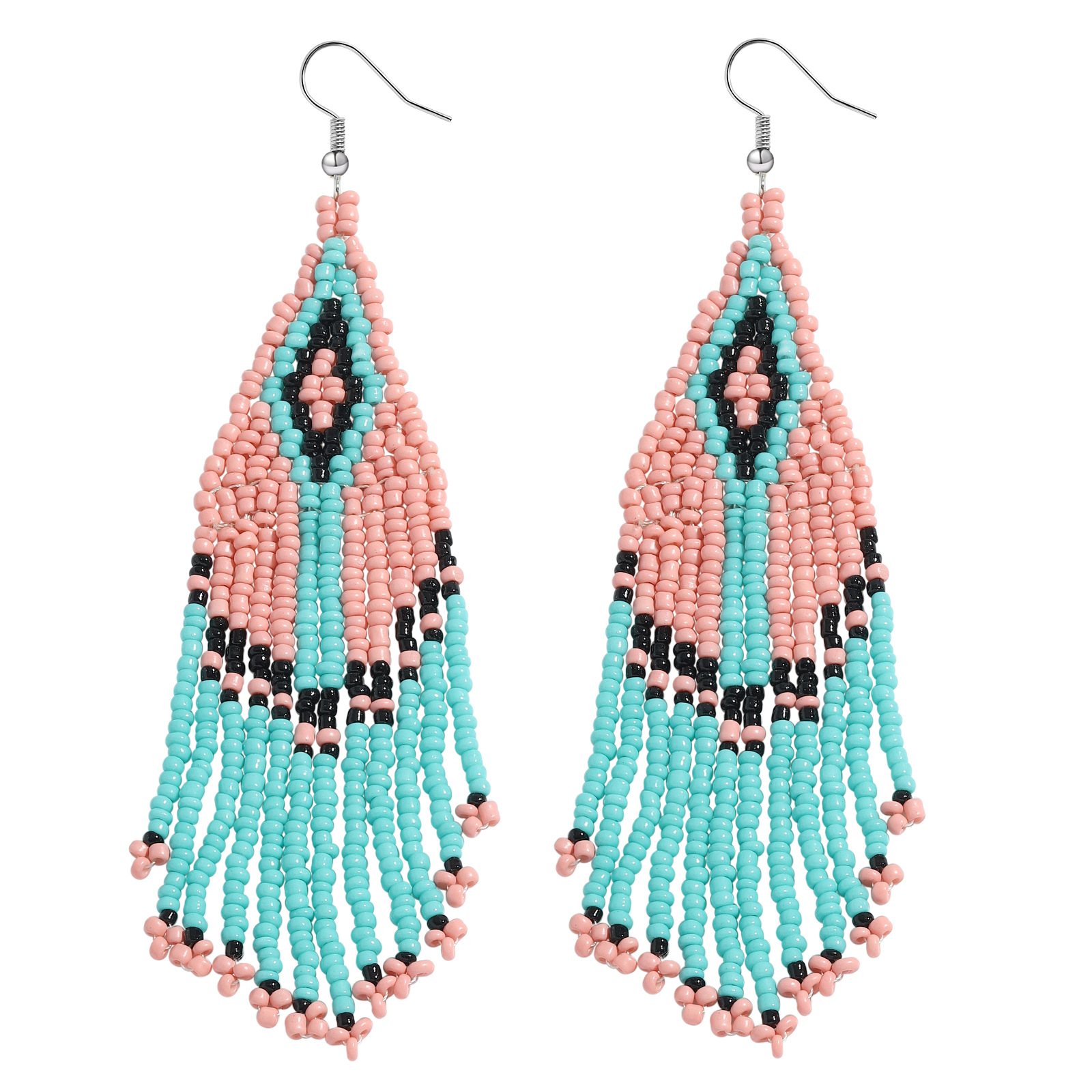 Bohemian Color Tassel Miyuki Beads Woven Feather Earrings Wholesale Nihaojewelry display picture 12