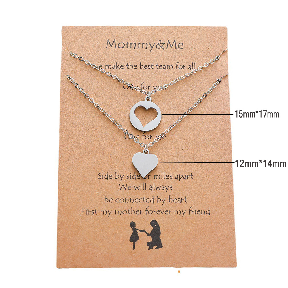 New Stainless Steel Heart-shaped Mother-daughter Parent-child Sweater Chain 2-piece Set display picture 1