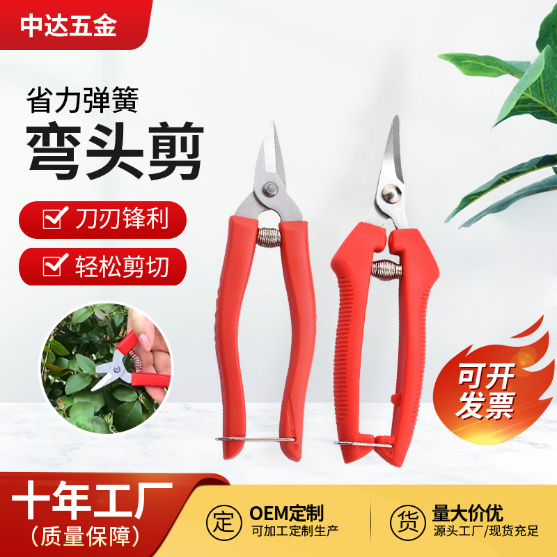 园艺剪刀不锈钢家用锯齿型摘果剪葡萄剪果树树枝修剪剪刀园林枝剪