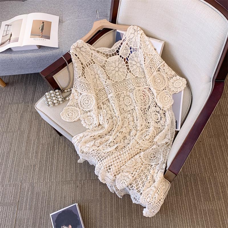 Hollow-Out Crochet Outerwear for Women, New Artistic Versatile Mid-Length Knitted Cardigan, Loose Outerwear 3029-X #