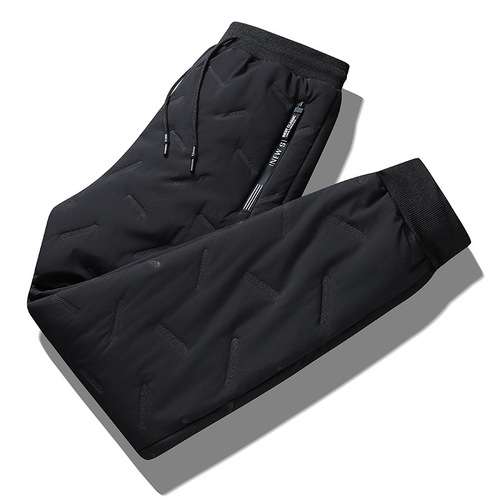 LAZADA Cross-Border Winter Lamb Wool Warm Fleece Casual Pants Men's Fleece Lined and Thick Drawstring Windproof Sweatpants