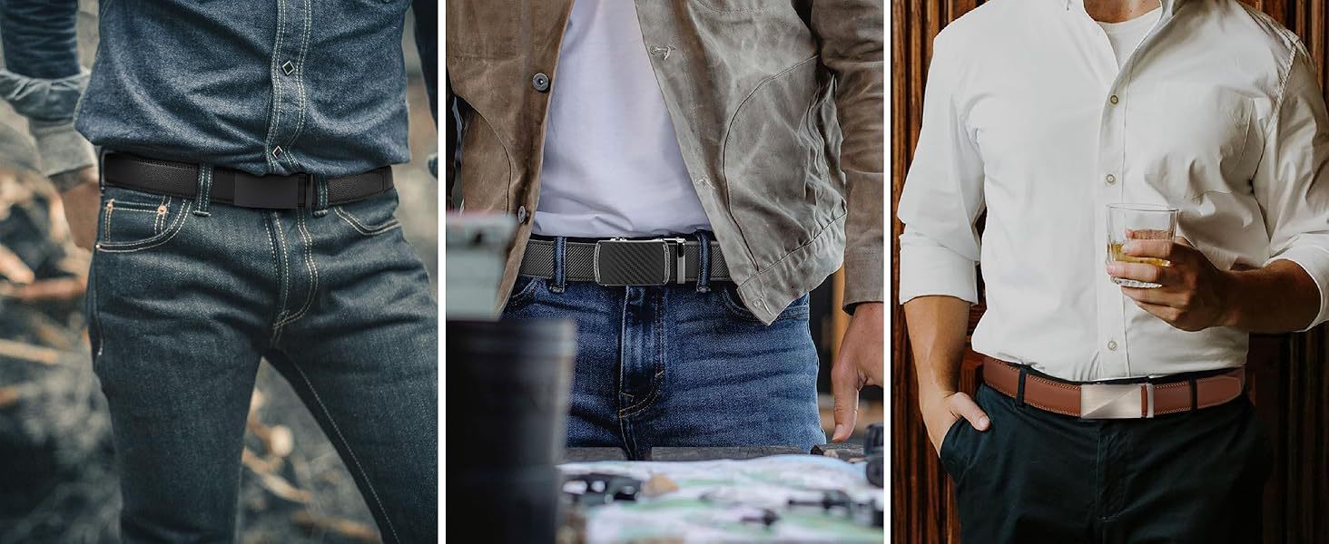 Grenzüberschreitender Bestseller Herren Leder Ratschengürtel mit automatischer Schnalle Business echtes Leder Gürtel Amazon Bestseller Fabrikdirekt