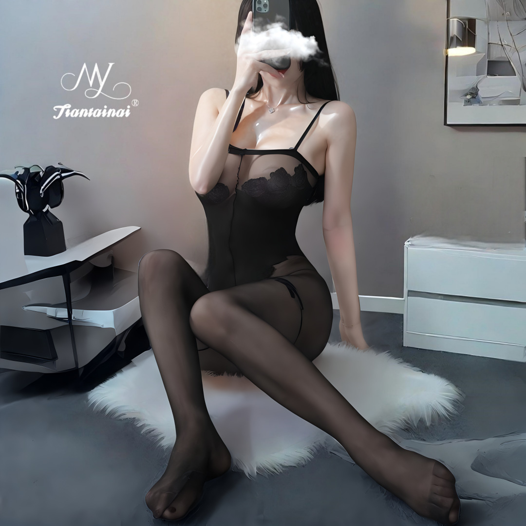 sexy lingerie sexy small chest push up sling passion temptation stockings jumpsuit pajamas suit open crotch free off women