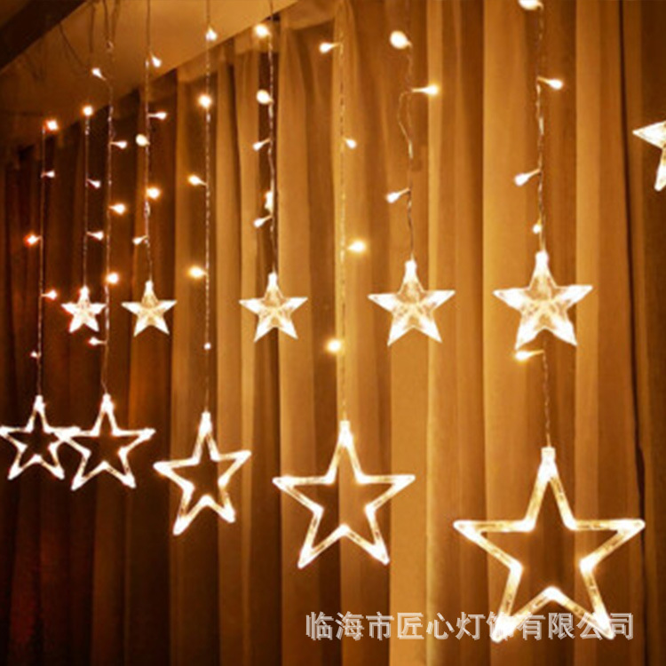 Luz de la estrella del LED cortina de luz de color luz de cadena luz intermitente día de Navidad red ventana decoración de la habitación Cadena de luz al por mayor