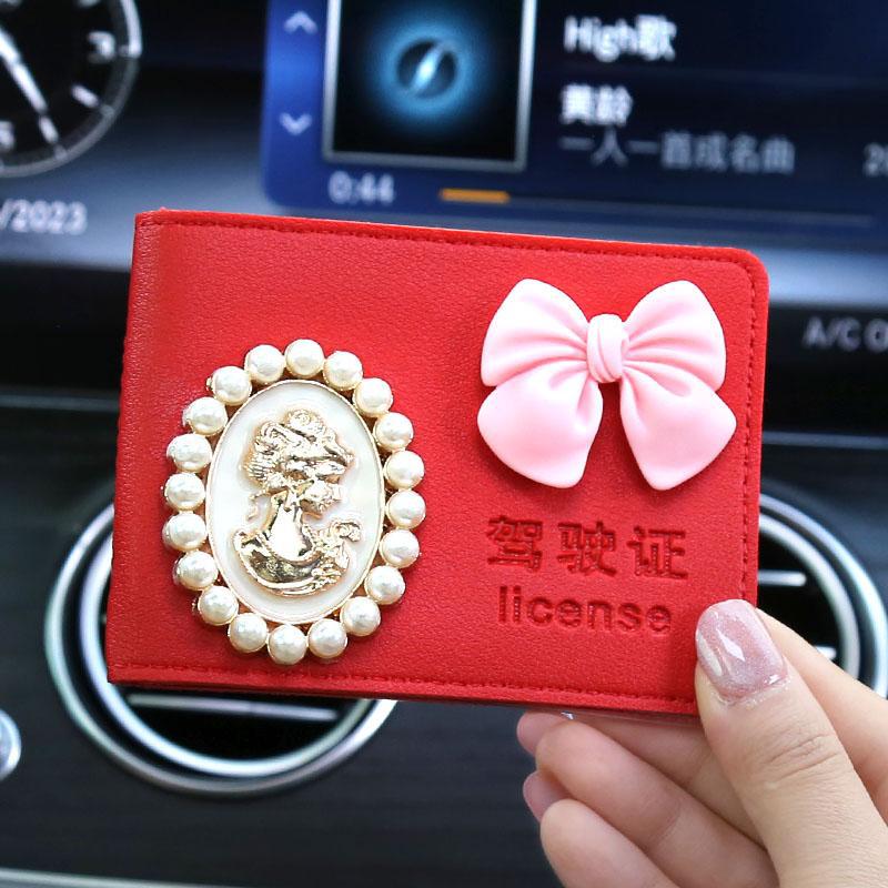 Licencia de conducir de automóvil de alta calidad, funda para tarjeta, funda de cuero, licencia de conducir femenina, personalidad creativa, funda protectora para licencia de conducir, bolsa de seis posiciones para tarjetas