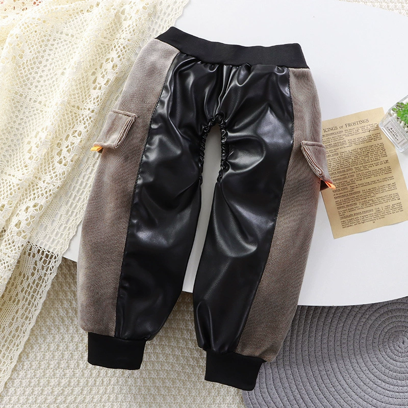 Детские влагостойкие кожаные штаны для мальчиков и девочек, штаны для подгузников с открытым шаговым швом, детские непромокаемые штаны, детский зимний чехол, комплект хлопковых штанов