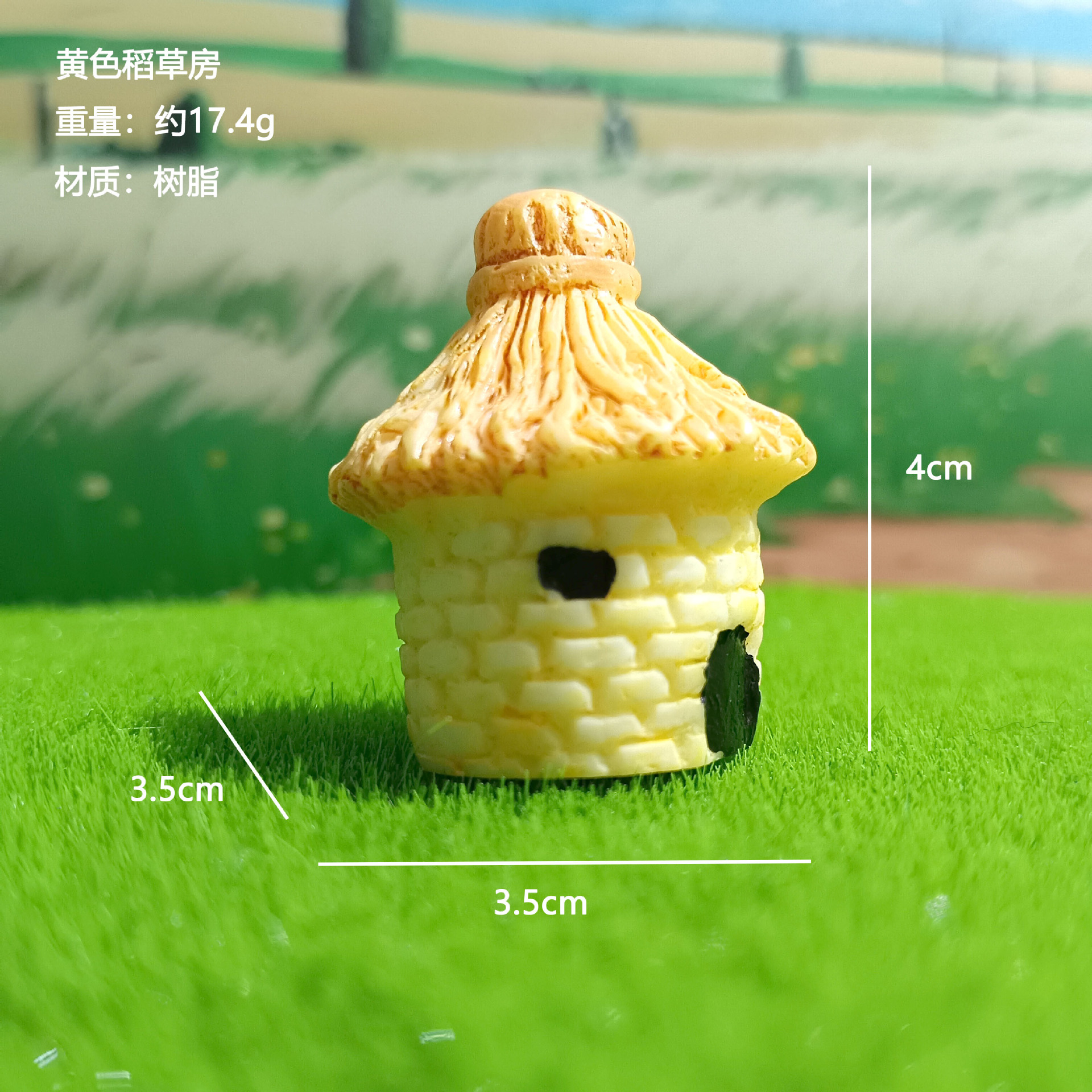 Decoración de paisajismo de pecera linda casa redonda casa con techo de paja micro paisaje ensamblaje de bricolaje granero pequeño adorno