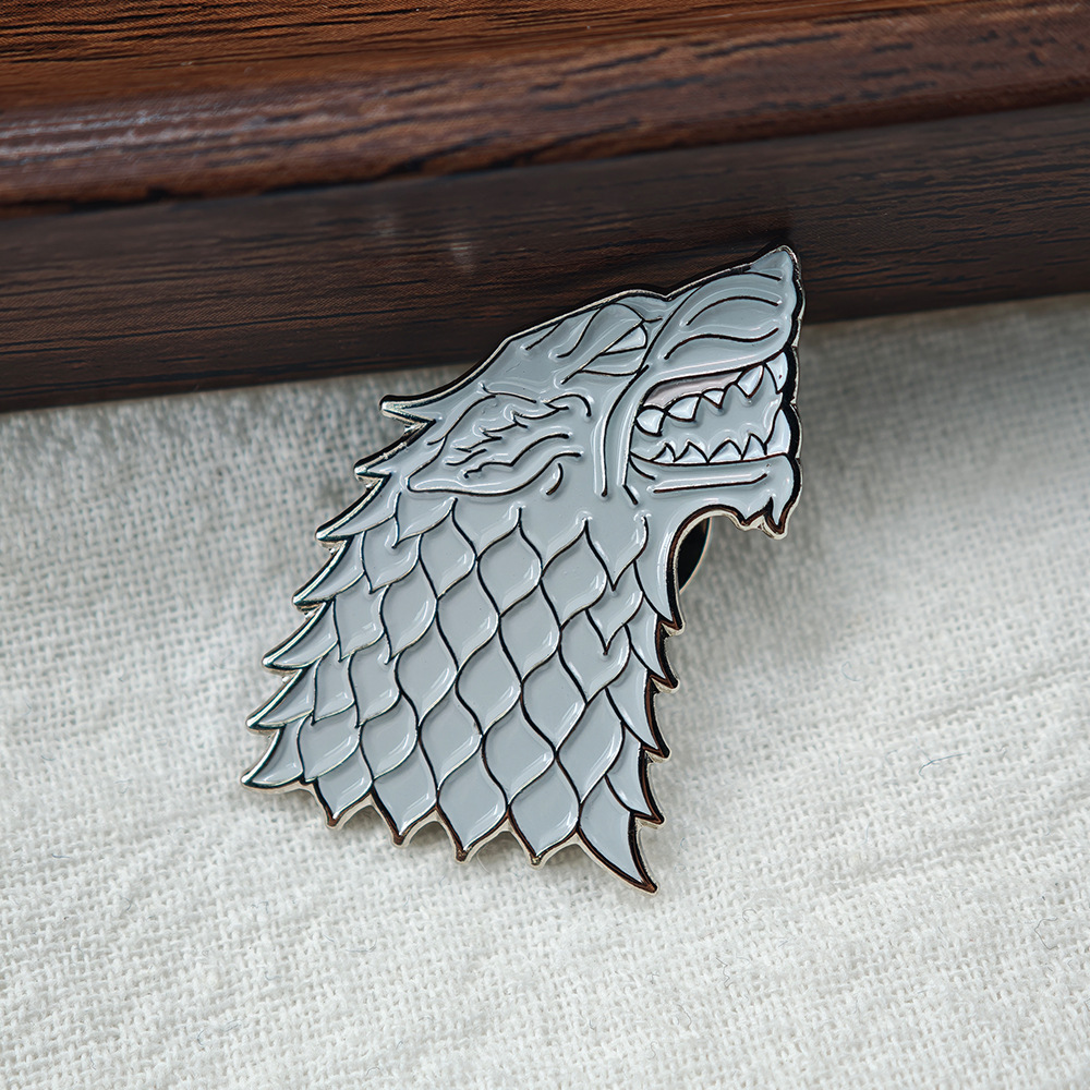 Game of Thrones Ice Wolf Brooch, A Song of Ice and Fire Badge, Backpack Accessory Pin, Decorative Gift