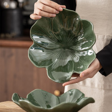 欧式复古陶瓷创意荷叶盘家用菜盘客厅果盘糖果盘民宿餐厅餐具盘