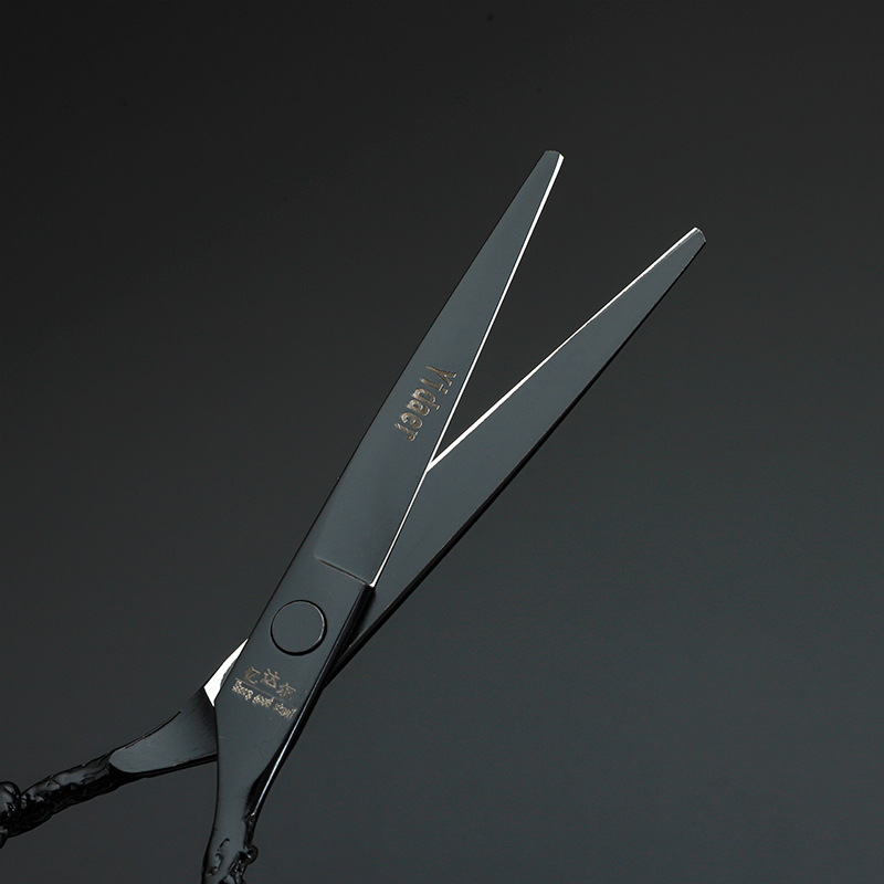 6 pulgadas tijeras de corte de pelo de mango negro dragón tijeras de corte de pelo conjunto tijeras de dientes tijeras de mano tijeras de corte de pelo ligeras de grado profesional