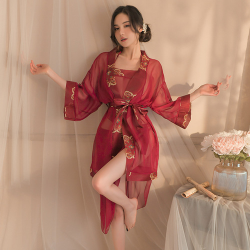Fan Lei sexy lingerie ladies sexy classical bridal uniform pajamas see-through bellyband Hanfu pajamas set wholesale