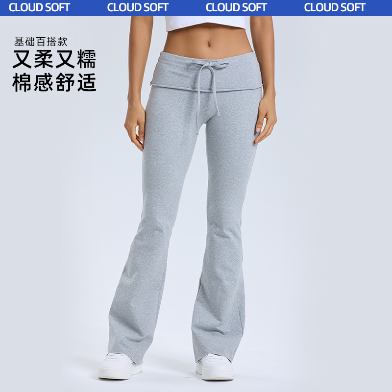 Pantalones anchos de yoga con cordón de cintura alta de nuevo estilo transfronterizo europeo y americano