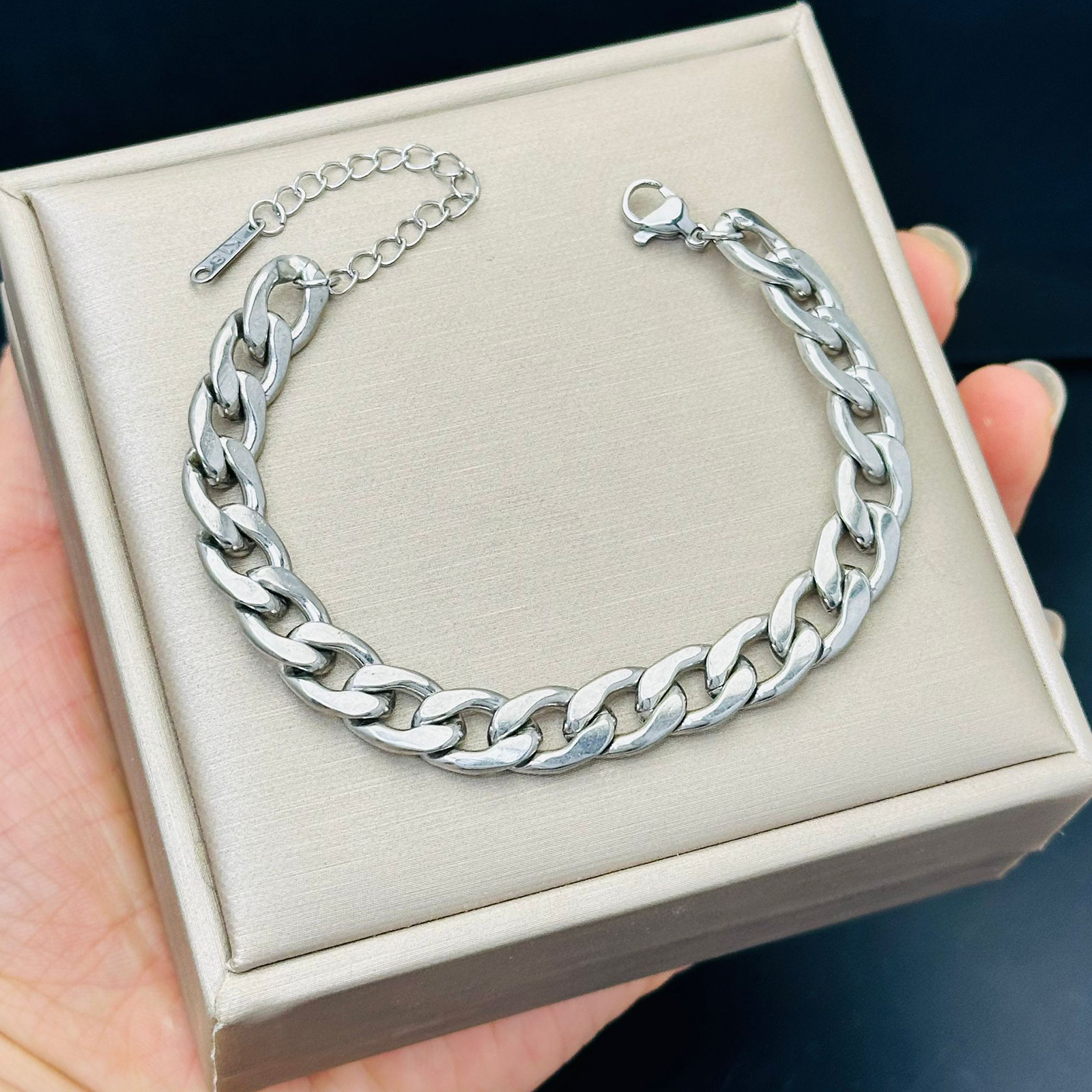 Lina Girl Nieuwe Minimalistische Stijl Dikke Titaan Stalen Hip Hop Disco Cubaanse Ketting voor Dames Trendy Accessoires voor Koppels Veelzijdig_voghion.com