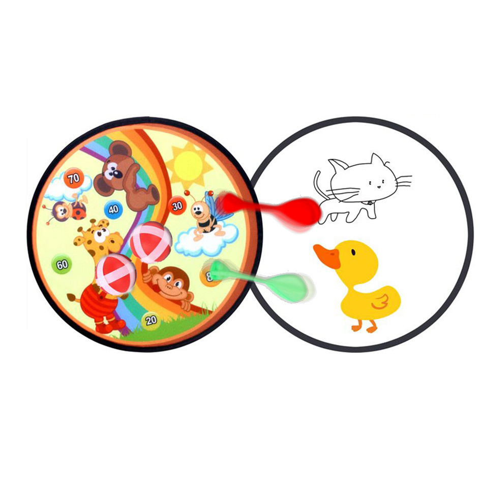 Los niños de BRICOLAJE pintura borrable de dibujos animados de animales graffiti tablero de dibujo de la pared objetivo tablero de dardos bola pegajosa 11 Unid