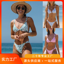 2024新款分体印花泳装女士带胸垫性感比基尼碎花Bikini欧美泳衣