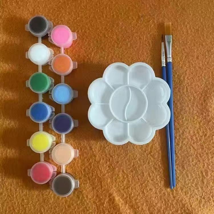 Pigment set, brush, palette, 12 colors