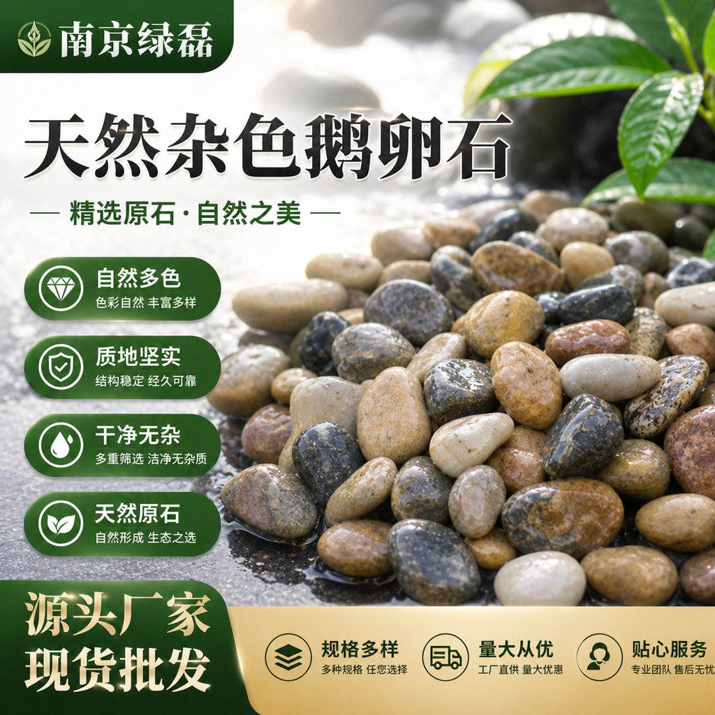 杂色鹅卵石彩色河滩石变压器水过滤回填石头园林景观铺路五彩石