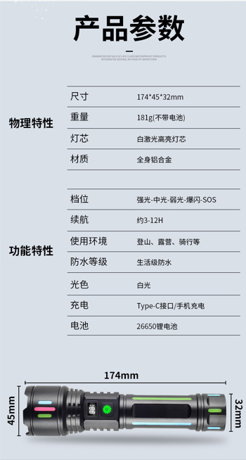 JY1182 컬러 형광 스트립 [디지털 디스플레이] 배터리 없음