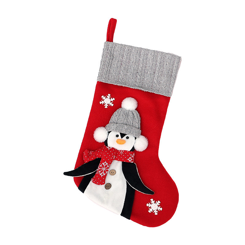 クロスボーダー新しいクリスマスソックスグレー立体クリスマスペンギンソックス装飾クリスマス子供の装飾靴下ギフトバッグ|undefined