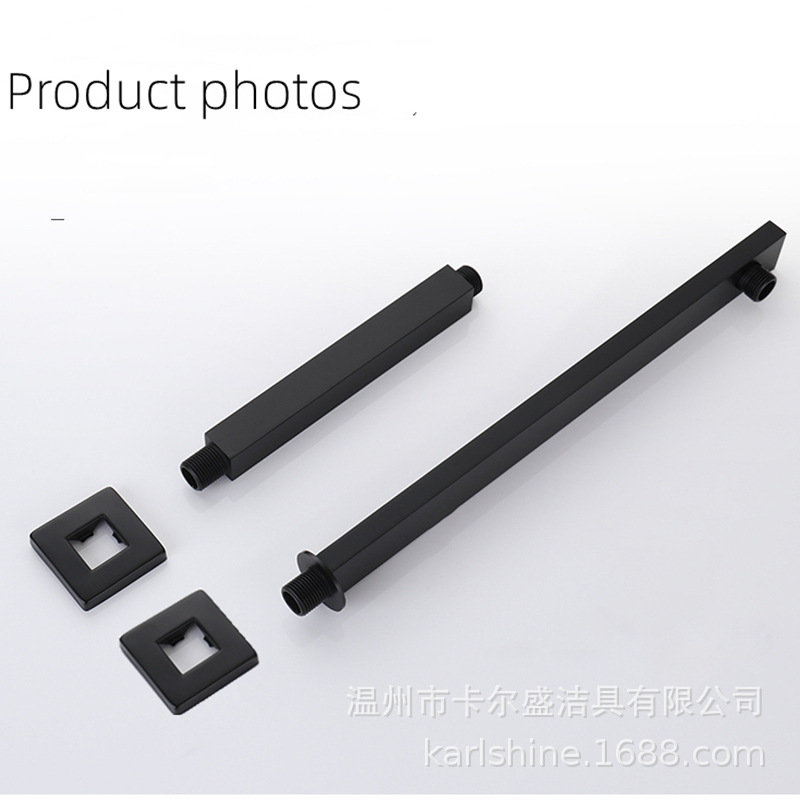 Tubo de pared de acero inoxidable negro Brazo de ducha oculta ducha boquilla superior tubo de techo biela tubo de baño