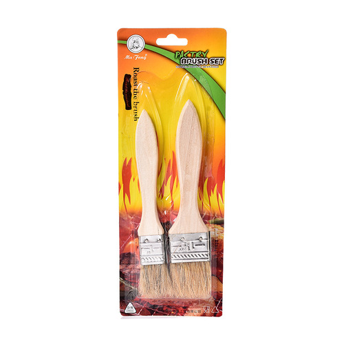 Two-pack oil brush barbecue brush oil wool brush high temperature resistant kitchen barbecue egg liquid wooden handle brush baking tool