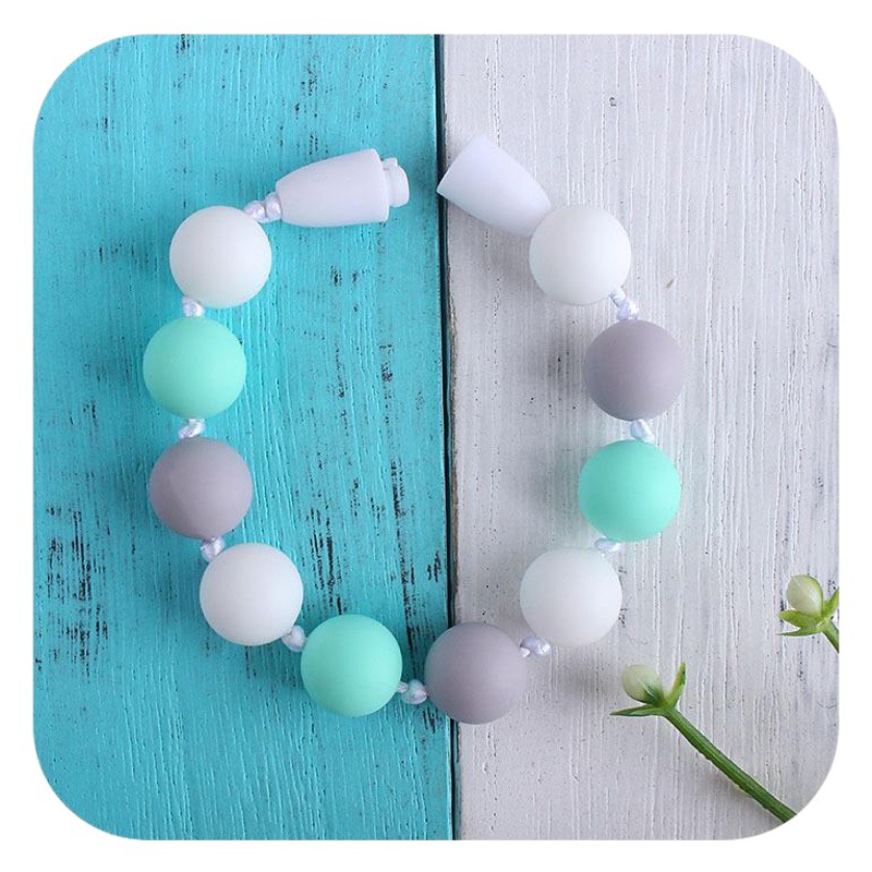 Venta caliente forma de Rosa collar de silicona mordedor masticable colgante infantil molar mordedor de silicona pulsera de cuentas