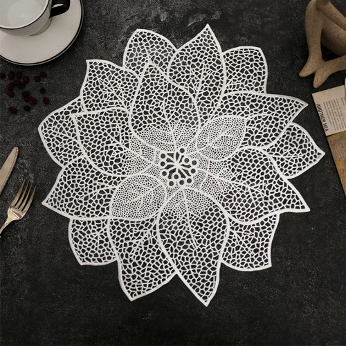 Foreign Trade Nordic Tablecloth Flower-shaped Irregular Western Tablecloth Anisotropic Cup Mat PVC Waterproof Anti-Scald Perforated Heat Insulating Mat