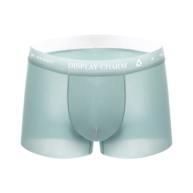 Ropa interior pantalones cortos de cuatro esquinas para hombres transpirables y antibacterianos de verano para hombres pantalones de gran tamaño sin costuras bragas de seda de hielo para hombres