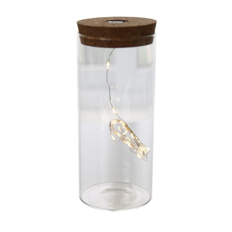 Cadena de luz recta jarrón de vidrio cilíndrico de corcho seco florero creativo transparente florero decoración de escritorio