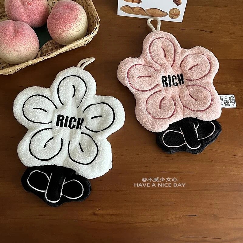 rich有钱花擦手巾挂式可爱吸水加厚毛巾手帕不发臭厨房卫生间毛巾|undefined