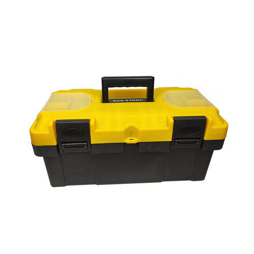 Wholesale factory hand-held yellow lid compartment tool box, art storage, automotive repair mechanical hardware tool box