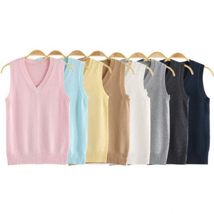 Hot-Selling Versatile Jk Vest V-Neck Pullover Sweater Japanese College Soft Girl Sweet Multi-Color Layered Top