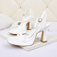 8162-1 in Europe and the sexy peep-toe heels nightclub show thin waterproof one word with sandals professional thick with women's shoes