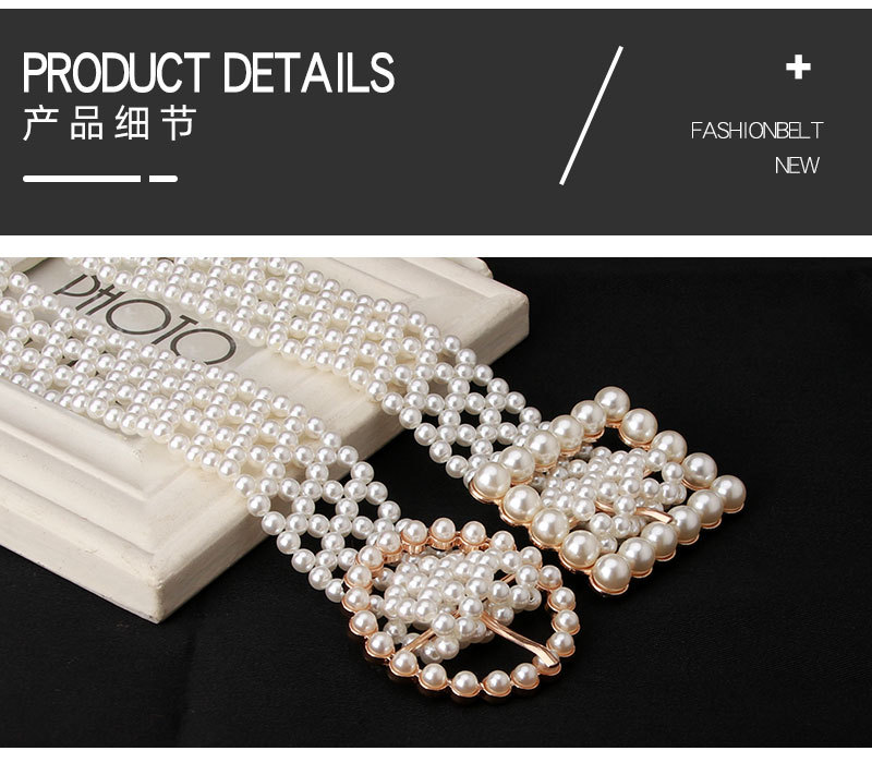 Wholesale Fashion Elastic Pearl Beaded Belt Nihaojewelry display picture 6