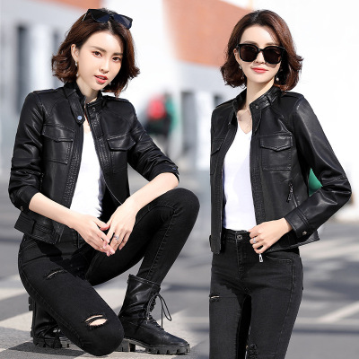 pu leather clothing have cash less than that is registered in the accounts fashion 2021 Spring new pattern leather jacket Shorty Korean Edition Self cultivation Little coat
